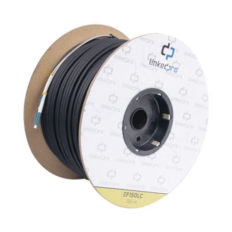 Carrete De Fibra Óptica Monomodo Con Conectores Lclc Duplex Reforzada Con Kevlar De 150 Metros