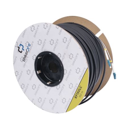 Carrete De Fibra Óptica Monomodo Con Conectores Lclc Duplex Reforzada Con Kevlar De 150 Metros