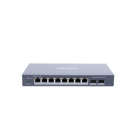 switch gigabit poe  administrable  8 puertos gigabit poe  2 puertos sfp  configuración remota desde hikpartnerpro  poe hasta 25