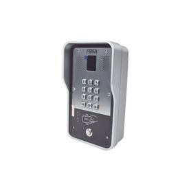audio portero ip  2 lineas sip con relevador integrado lector rfid para acceso por clave numérica tarjeta o llamada remota poe1