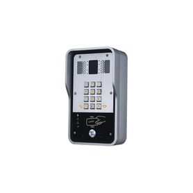 audio portero ip  2 lineas sip con relevador integrado lector rfid para acceso por clave numérica tarjeta o llamada remota poe1