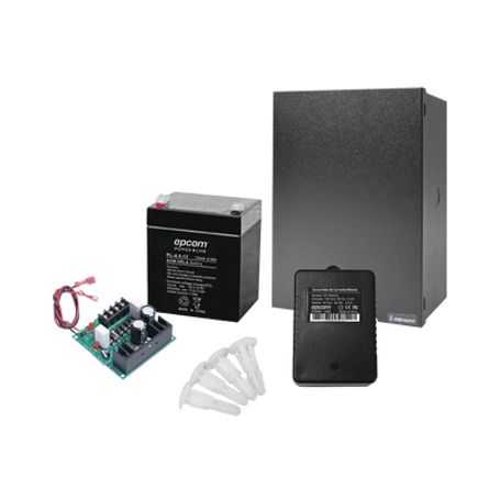 kit con fuente  elk products  elk624  con salida de 12 vcc a 1 amper incluye transformador y bateria de 45 amper