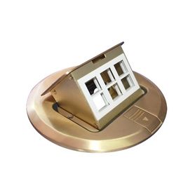 mini caja de piso redonda para datos o conectores tipo keystone color bronce 3 contactos 1100012102 