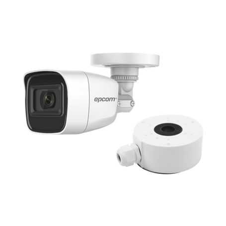 kit de cámara  montaje  cámara bala turbohd 2 megapixel 1080p  gran angular 106°  lente 28 mm  25 mts ir exir  exterior ip66  4