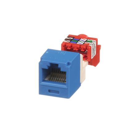 Conector Jack Rj45 Estilo T Minicom Categoria 5e De 8 Posiciones Y 8 Cables Color Azul
