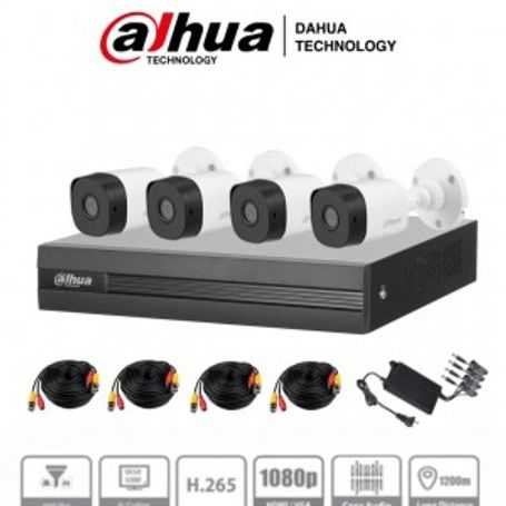 kit de videovigilancia  dahua technology kitxvr1a04i4b1a21n0360b