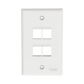 placa de pared vertical salida para 4 puertos keystone color blanco 74144
