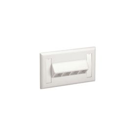 placa de pared horizontal salida para 4 puertos keystone con espacios para etiquetas color blanco mate