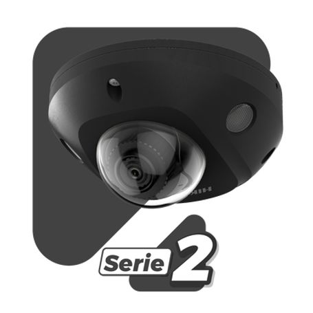 mini domo ip 4 megapixel  color negro  lente 28 mm  micrófono integrado  30 mts ir exir  exterior ip67  ik08   wdr 120 db  poe 