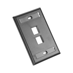 placa de pared vertical salida para 2 puertos keystone con espacios para etiquetas color negro168312