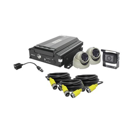 kit dvr para vehiculo   incluye   cámaras para interior   cámara para exterior  2mp ahd   cables extensores  adaptador lan