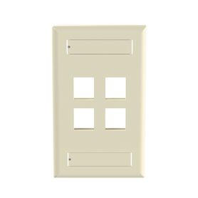 placa de pared vertical salida para 4 puertos keystone con espacios para etiquetas color marfil74140