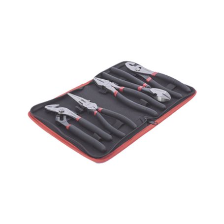 Juego De 5 Pinzas De 8 Con Estuche. Incluye P. Mecánica P. Para Tubo P. Eléctrica P. Corte Nariz Larga.