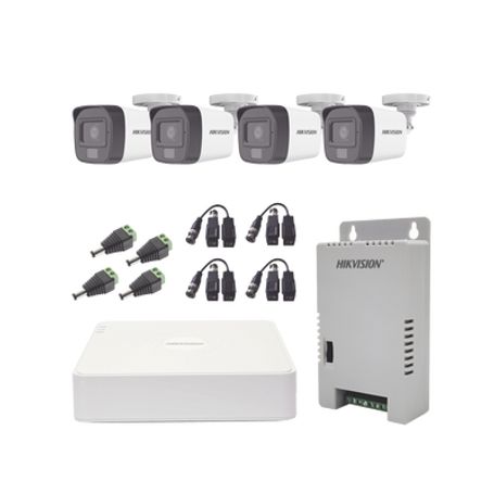 kit turbohd 1080p  dvr 4 canales  4 cámaras con micrófono integrado y 101° visión  luz blanca  ir visión nocturna  transceptore