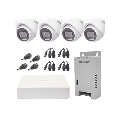 kit turbohd 1080p  dvr 4 canales con audio por coaxitron  4 cámaras con micrófono y  106° visión  luz blanca  ir visión nocturn