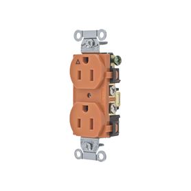 contacto dúplex conexión a tierra aislada 15a 125v 2 polos 3 hilos nema 515r grado comercial color naranja