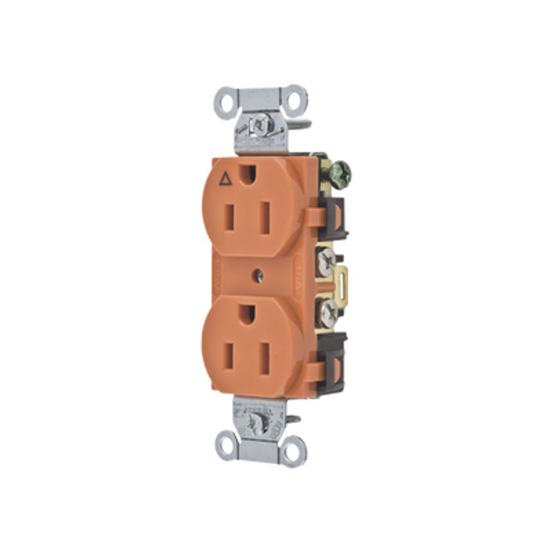 Contacto Dúplex Conexión A Tierra Aislada/ 15a 125v/ 2 Polos 3 Hilos/ Nema 515r /grado Comercial/ Color Naranja.