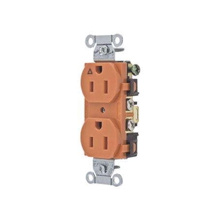 Contacto Dúplex Conexión A Tierra Aislada/ 15a 125v/ 2 Polos 3 Hilos/ Nema 515r /grado Comercial/ Color Naranja.