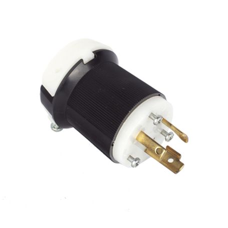 Clavija Industrial Con Bloqueo De Media Vuelta / 30 A 250 V Ca / 2 Polos 3 Hilos / Color Blanco Y Negro / Nema L630p.