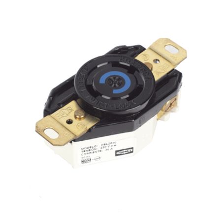 Receptáculo De Media Vuelta Industrial 30 A 250 V Ca 2 Polos 3 Hilos (nema L630r) Color Negro.