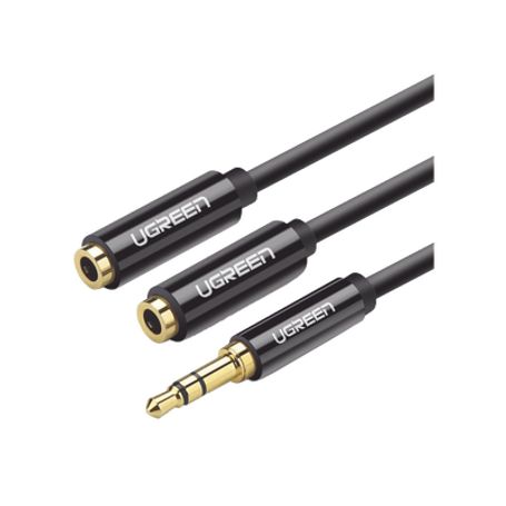 cable adaptadordivisor de audio de 35mm macho a 2 terminales de 35mm hembra  25 cm de longitud  cable tpe  color negro 206950