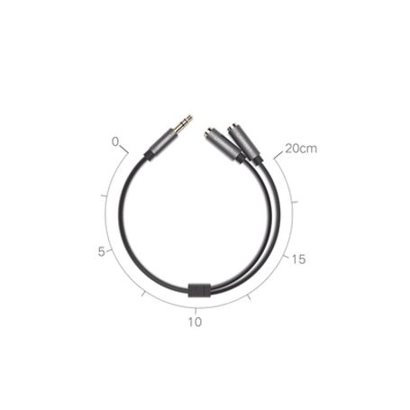 Cable Adaptador/divisor De Audio De 3.5mm Macho A 2 Terminales De 3.5mm Hembra / 25 Cm De Longitud / Cable Tpe / Color Negro 