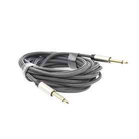 cable de audio 65mm macho a 65mm macho  5 metros  núcleo de cobre  blindaje interno  nylon trenzado  color negro206905