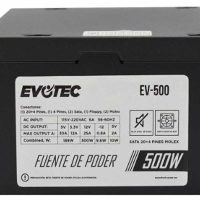 Fuente de Poder EVOTEC EV500 Negro 500 W TL1 