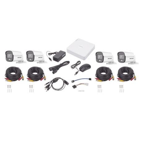 Kit Turbohd 1080p / Dvr 4 Canales / 4 Cámaras Bala Colorvu / Fuente De Poder / Accesorios De Instalación