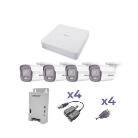 kit colorvu turbohd 1080p lite  dvr 4 canales  4 cámaras bala exterior 28 mm  transceptores  conectores  fuente de poder profes