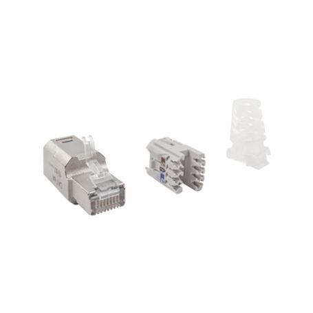 plug rj45 cat6a blindado terminación en campo compatible con todas las categorias sin clip protector de seguro143287