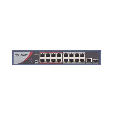 Switch Poe / No Administrable / 16 Puertos 10/100 Mbps Poe / 1 Puerto 10/100/1000 Mbps  1 Puerto Sfp Uplink / Poe Hasta 250 Metr