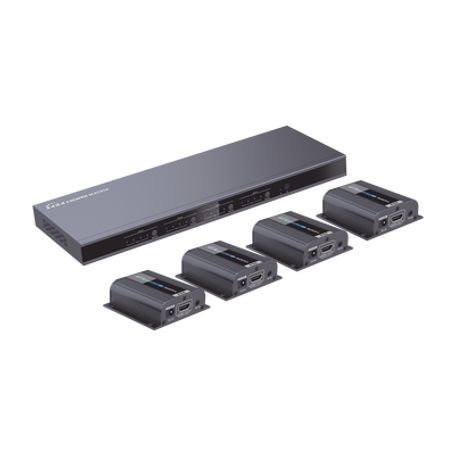 matricial y extensor de video hdmi 4 x 4  4 entradas hdmi  4 salidas hdmi loop  4 salidas rj45 para extender la senal 40 metros
