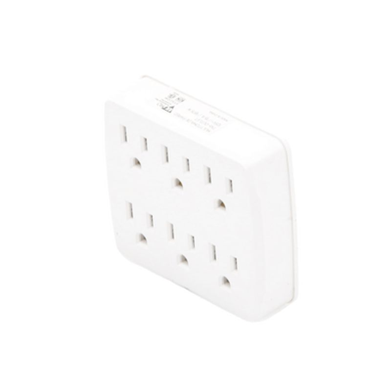 Multicontacto Para Pared Con 6 Contactos Color Blanco125 V /15 A
