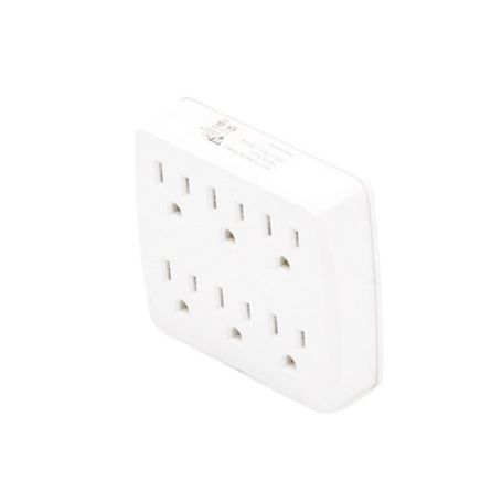 Multicontacto Para Pared Con 6 Contactos Color Blanco125 V /15 A