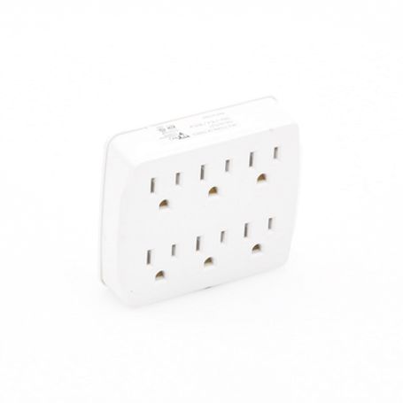 Multicontacto Para Pared Con 6 Contactos Color Blanco125 V /15 A