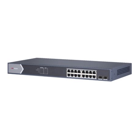 Switch Gigabit Poe / No Administrable / 16 Puertos 10/100/1000 Mbps Poe / 2 Puertos Sfp De Uplink / 125 Watts 