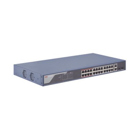 Smart Switch Poe Administrable / 24 Puertos 10/100 Mbps Poe (hasta 300 M)  2 Puertos 10/100/1000mbps  2 Puertos Sfp Uplink / 370