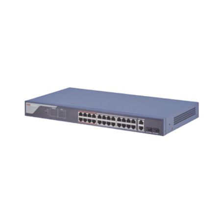 Smart Switch Poe Administrable / 24 Puertos 10/100 Mbps Poe (hasta 300 M)  2 Puertos 10/100/1000mbps  2 Puertos Sfp Uplink / 370