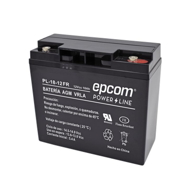 Bateria De Respaldo Para Equipo Electrónico / Ul / 12v  18 Ah / Tecnologia Agmvrla / Retardante A La Flama / Uso En Alarmas De I