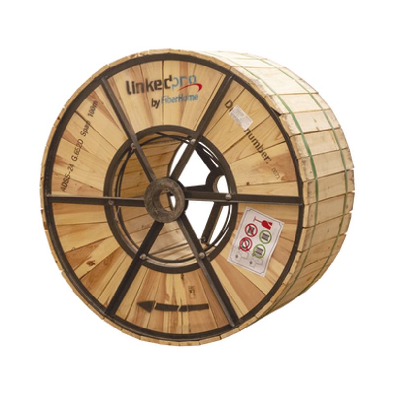 Carrete De 4 Km De Fibra Óptica Aérea (adss) G.652d Armada Anti Roedor Dieléctrica Monomodo 24 Hilos Span 200