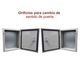 gabinete de acero ip66 uso en intemperie 250 x 300 x 150 mm con placa trasera interior metálica y compuerta inferior atornillab