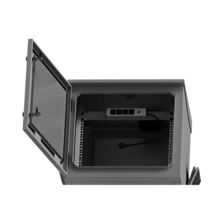 Gabinete De Exterior Con Rack De 19 De 9ur Con Ventiladores Y Termostato (montaje A Poste O Torre Se Vende Por Separado).