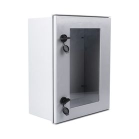 gabinete de poliéster ip65 puerta transparente uso en intemperie 400 x 500 x 200 mm con placa trasera interior de plástico incl