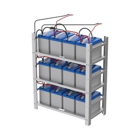 estante galvanizado de 3 niveles para instalación de 12 baterias de ciclo profundo similares a la pl110d12183151