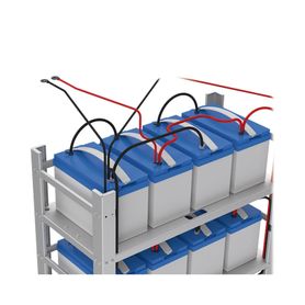 estante galvanizado de 3 niveles para instalación de 12 baterias de ciclo profundo similares a la pl110d12183151