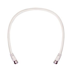 jumper coaxial con cable tipo rg6 en color blanco de 6096 centimetros de longitud y conectores f macho en ambos extremos 75 ohm