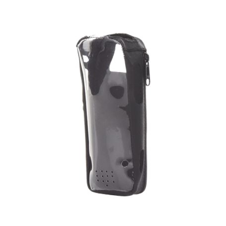 Funda Reforzada En Piel Para Cinto Con Cierre Y Amplio Visor Frontal Transparente Para Radios Aéreos Ica25.