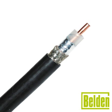 Cable Coaxial Tipo Rg8/u Conductor Central De 2.74 Mm En Cobre Sólido Cal. 10 Con 90 De Blindaje De Malla Trenzada De Cobre Esta