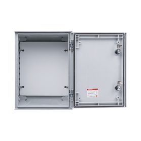 gabinete de poliéster ip65 uso en intemperie 300 x 400 x 200 mm con placa trasera interior de plástico incluye chapa y llave174